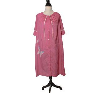 Rare Vintage 70s 80s Models Coat Mauve Pink Housedress One Size OSFM Butterfly
